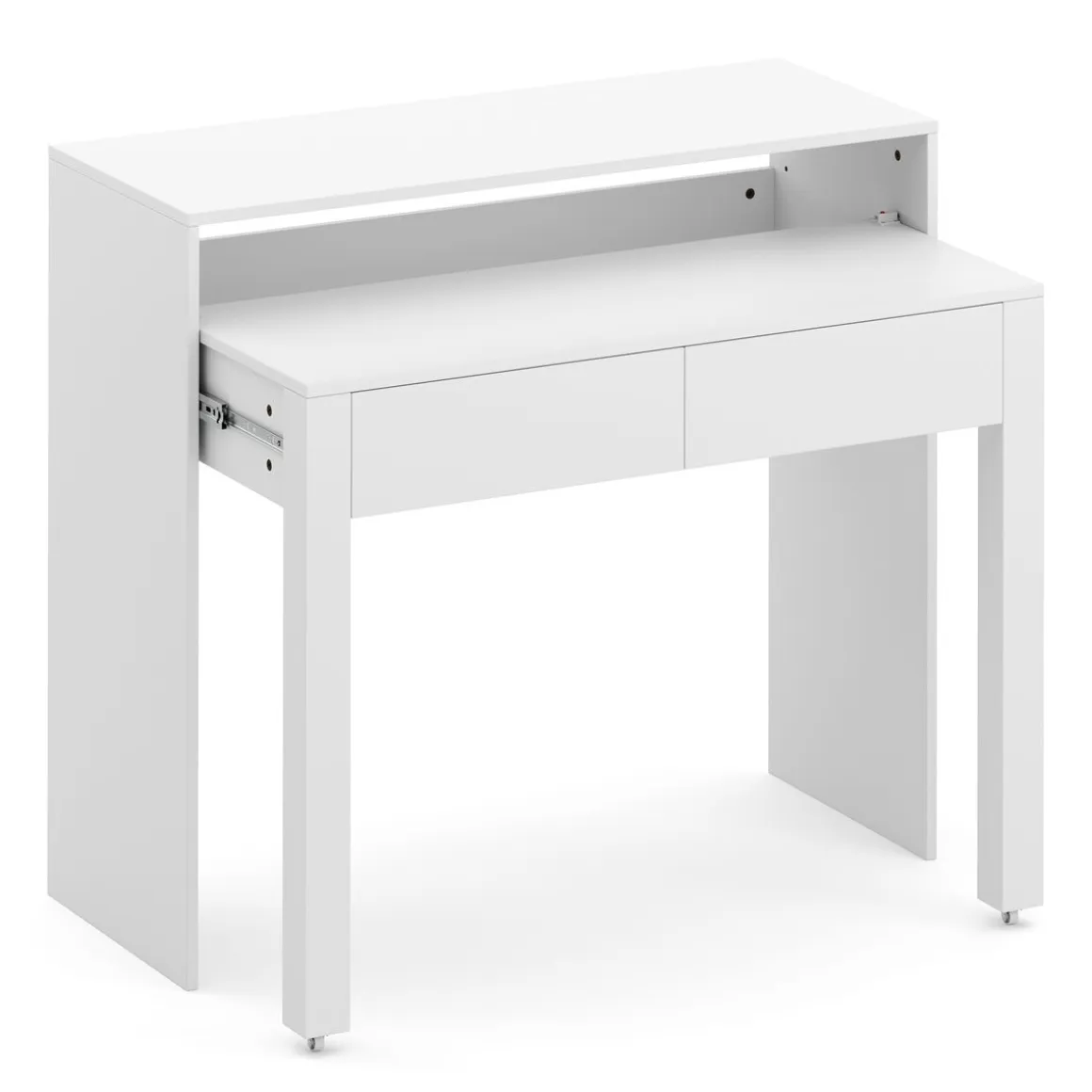 Konsolenschreibtisch ausziehbar mit 2 Schubladen CAROLA weiss