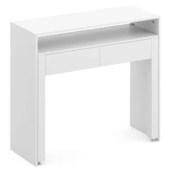 Konsolenschreibtisch ausziehbar mit 2 Schubladen CAROLA weiss