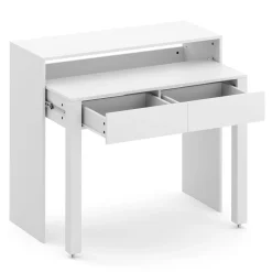 Konsolenschreibtisch ausziehbar mit 2 Schubladen CAROLA weiss