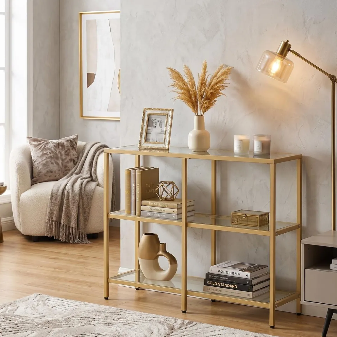 Konsolentisch Glas TYRO 100 x 73 cm gold