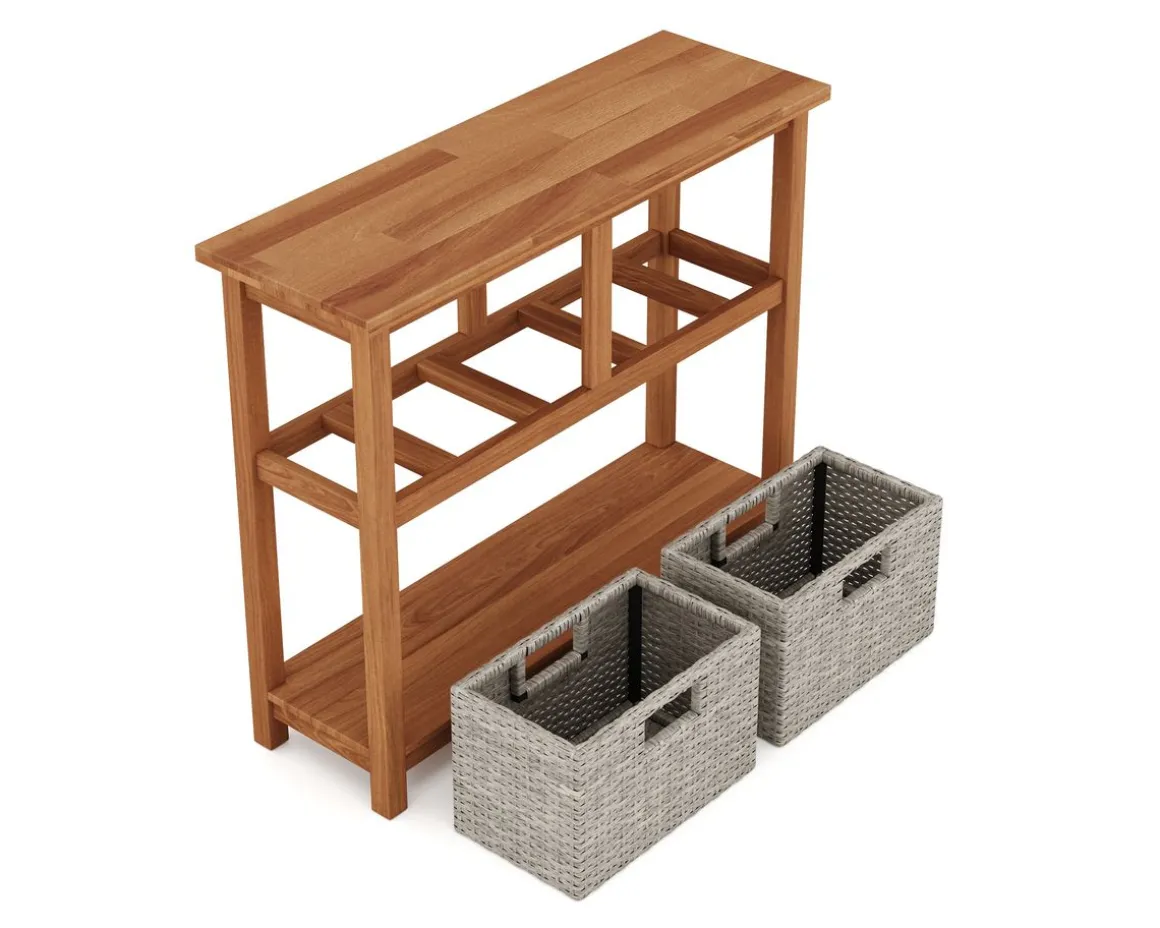 Konsolentisch Holz mit Korbschubladen CURACAO