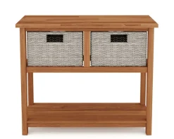 Konsolentisch Holz mit Korbschubladen CURACAO