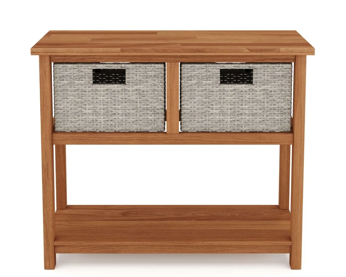 Konsolentisch Holz mit Korbschubladen CURACAO