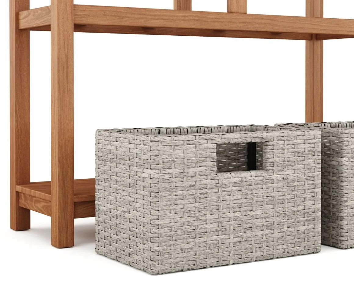 Konsolentisch Holz mit Korbschubladen CURACAO