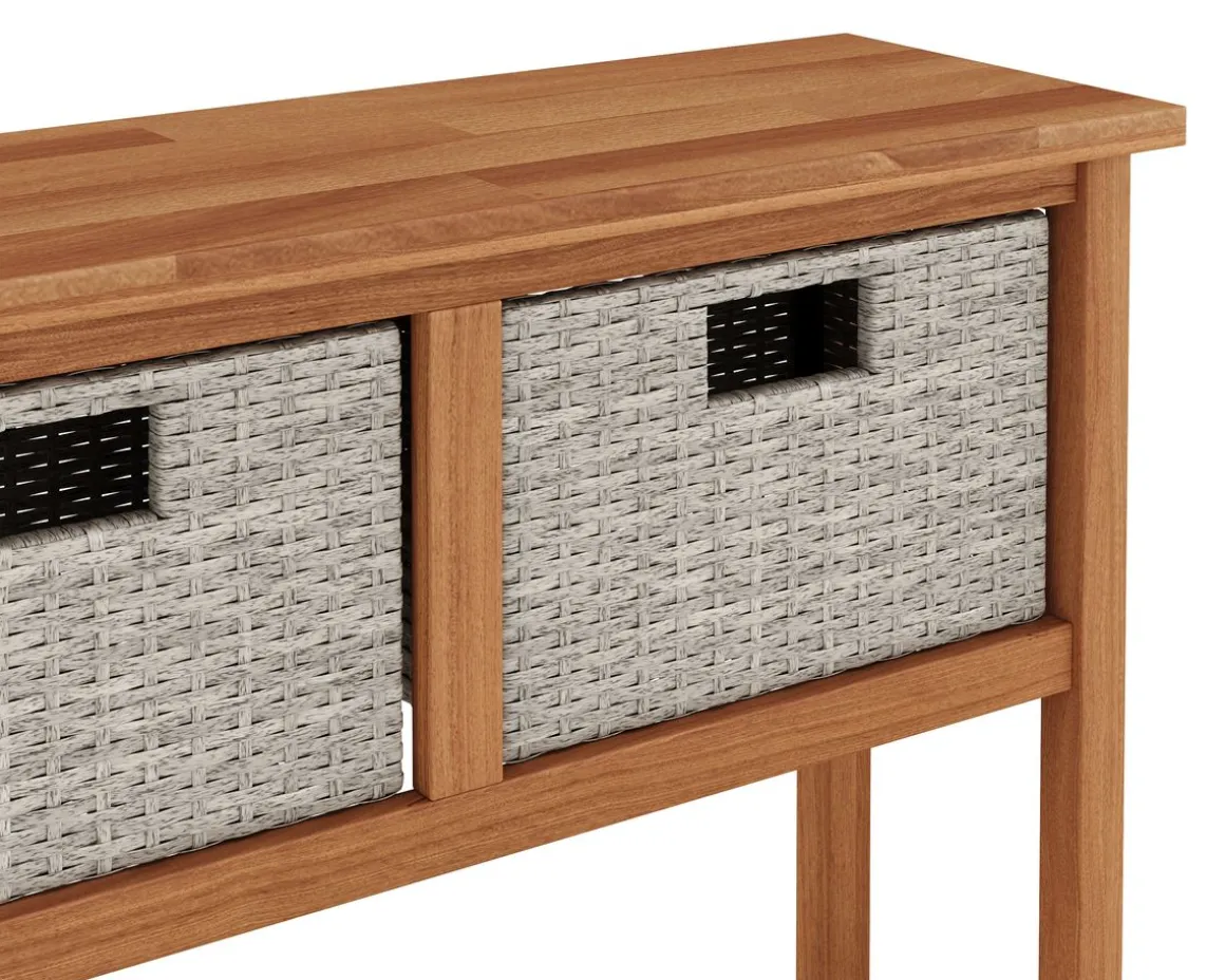 Konsolentisch Holz mit Korbschubladen CURACAO