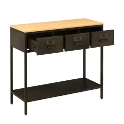 Konsolentisch Industrial FORGE 90 x 80 cm schwarz/braun