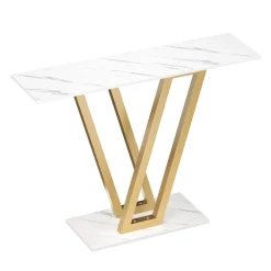 Konsolentisch LORINA 110 x 80 cm weiss/gold