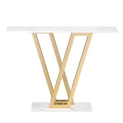 Konsolentisch LORINA 110 x 80 cm weiss/gold