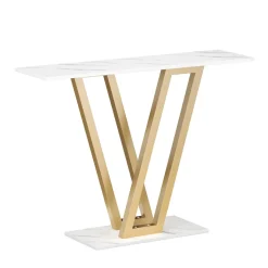 Konsolentisch LORINA 110 x 80 cm weiss/gold