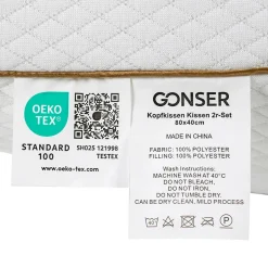 Kopfkissen 2er Set 80 x 40 cm weiss/gold