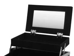 Kosmetikkoffer mit Spiegel 23 x 17 x 17 cm schwarz/silber