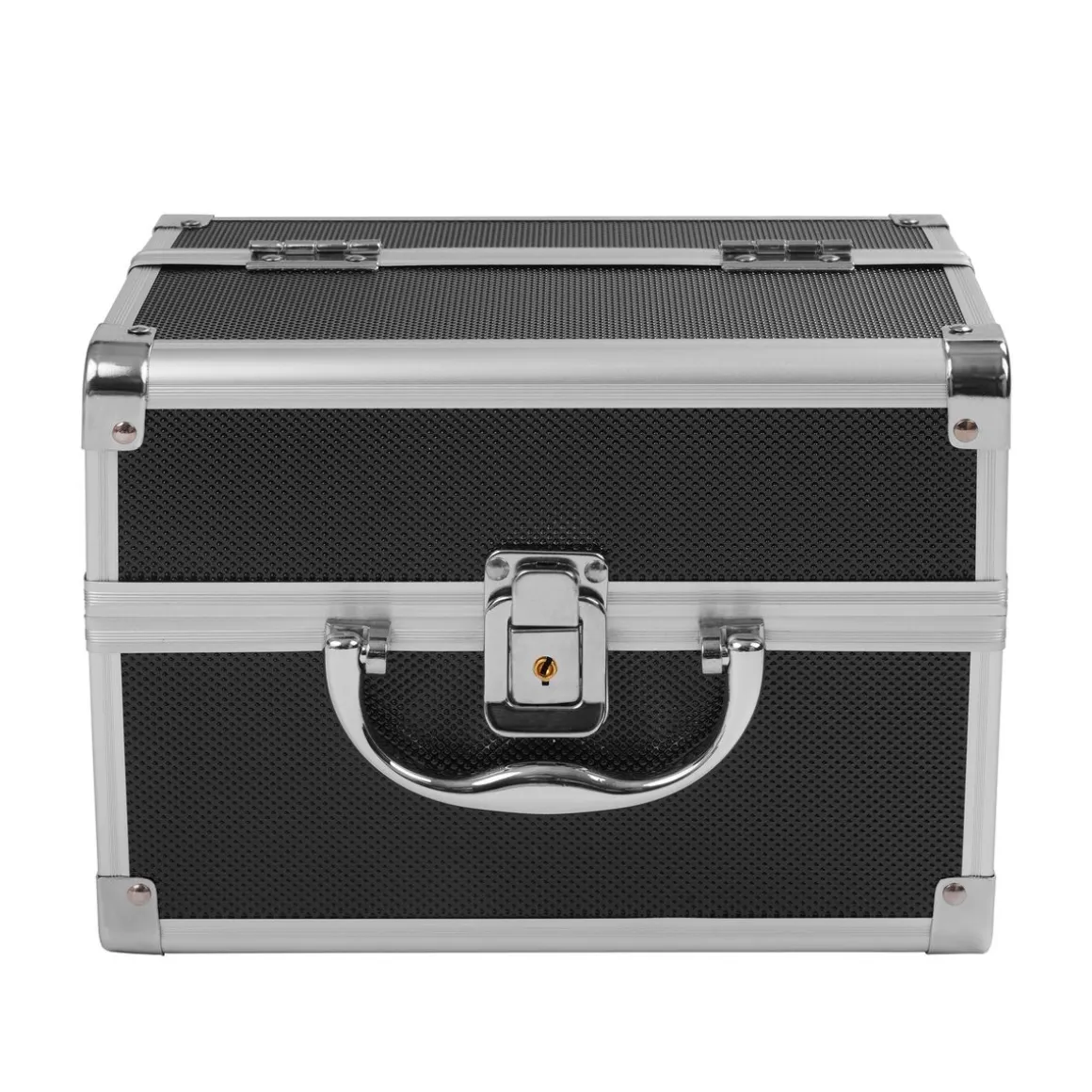 Kosmetikkoffer mit Spiegel 23 x 17 x 17 cm schwarz/silber