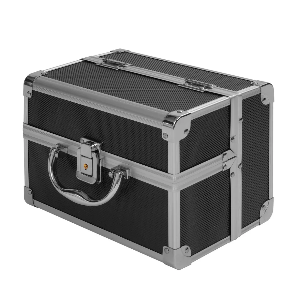 Kosmetikkoffer mit Spiegel 23 x 17 x 17 cm schwarz/silber