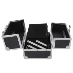 Kosmetikkoffer mit Spiegel 23 x 17 x 17 cm schwarz/silber