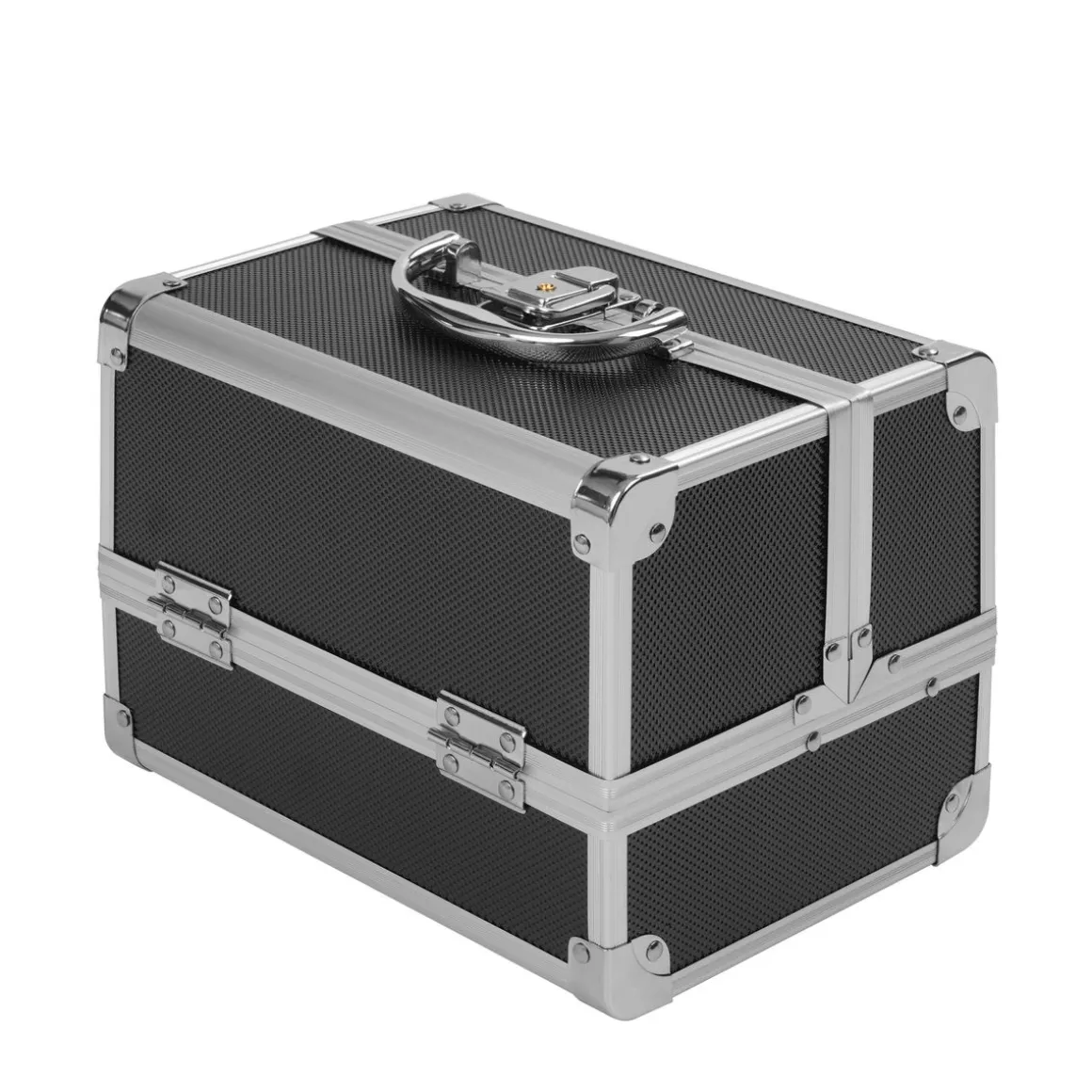 Kosmetikkoffer mit Spiegel 23 x 17 x 17 cm schwarz/silber