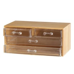 Kosmetik Organizer Bambus mit Schubladen 23 x 15 x 10 cm