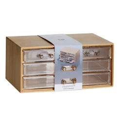 Kosmetik Organizer Bambus mit Schubladen 23 x 15 x 10 cm