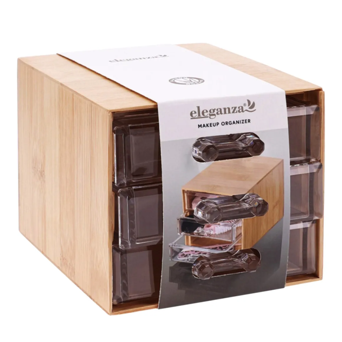 Kosmetik Organizer Bambus mit 3 Schubladen