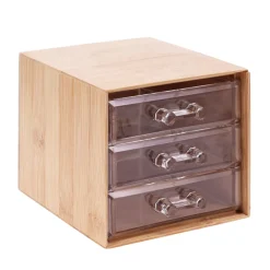 Kosmetik Organizer Bambus mit 3 Schubladen