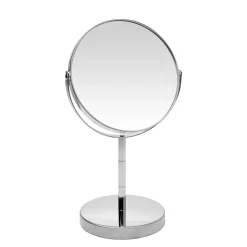 Kosmetikspiegel doppelseitig 14 x 26 cm silber