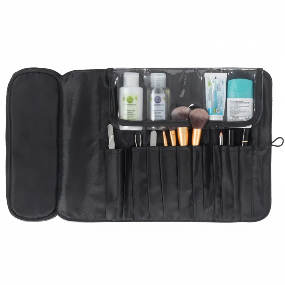 Kosmetiktasche faltbar 22 x 12 cm schwarz