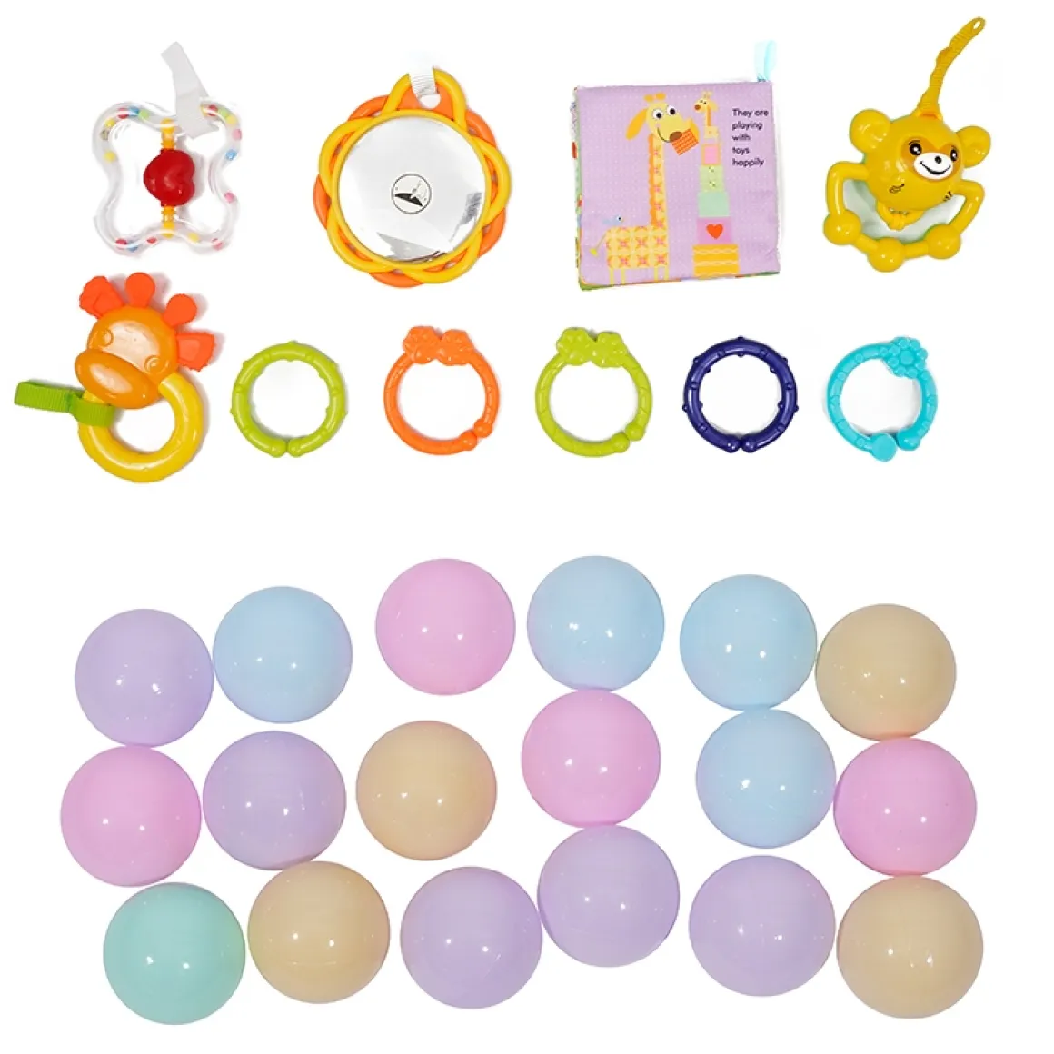 Krabbeldecke mit Spielbogen und Bällen