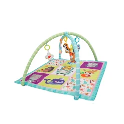 Krabbeldecke mit Spielbogen Tiere blau/grün