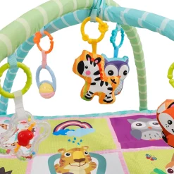 Krabbeldecke mit Spielbogen Tiere blau/grün
