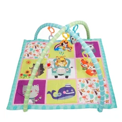 Krabbeldecke mit Spielbogen Tiere blau/grün