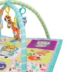 Krabbeldecke mit Spielbogen Tiere blau/grün