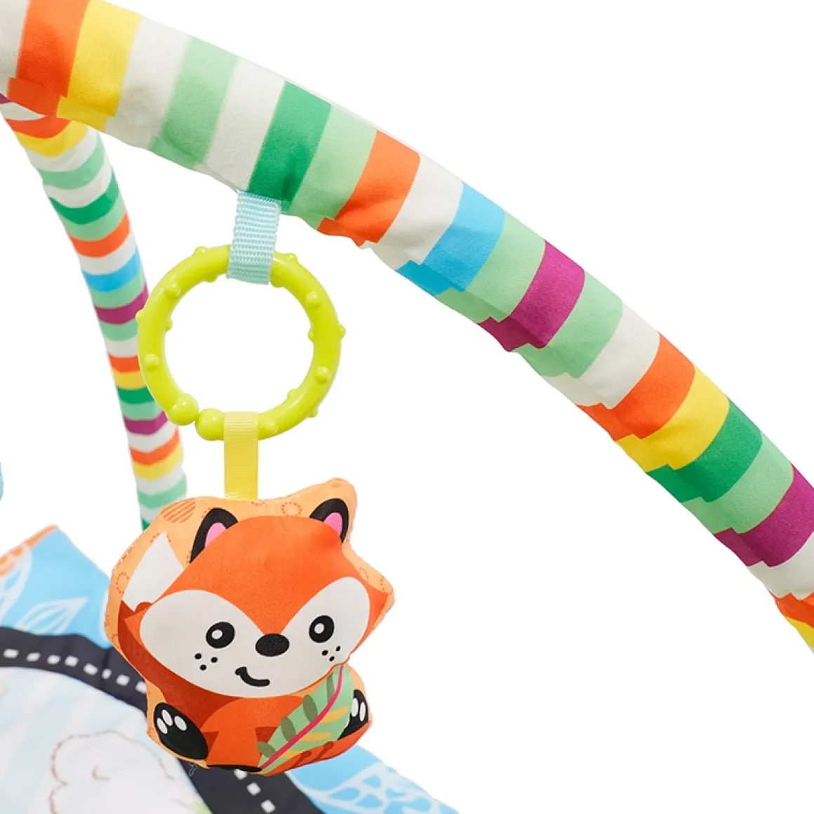Krabbeldecke mit Spielbogen Tiere blau/grün