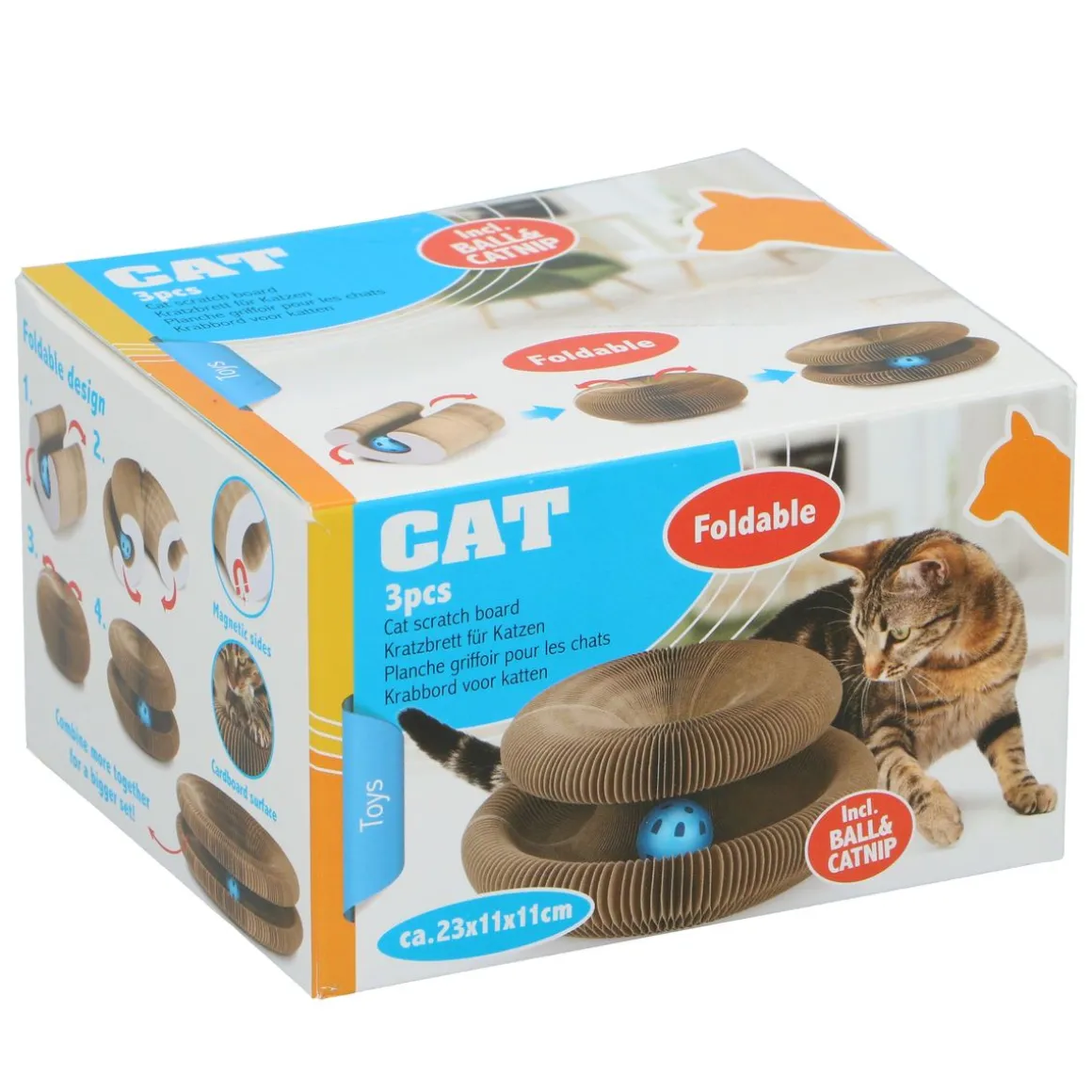 Kratzbrett für Katzen 3-teilig faltbar