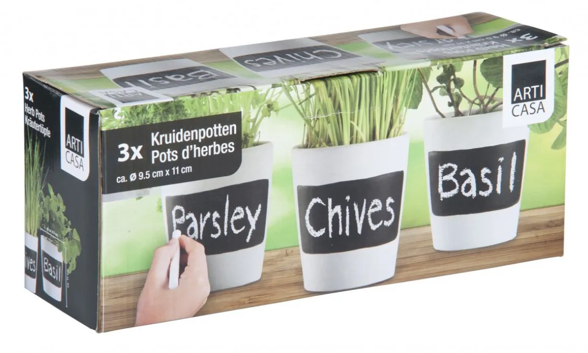 Kräutertopf 3er Set beschriftbar