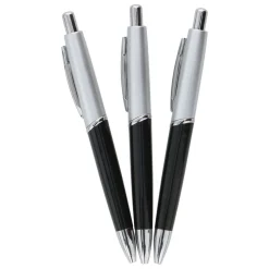 Kugelschreiber 1 mm 3er Set silber/schwarz