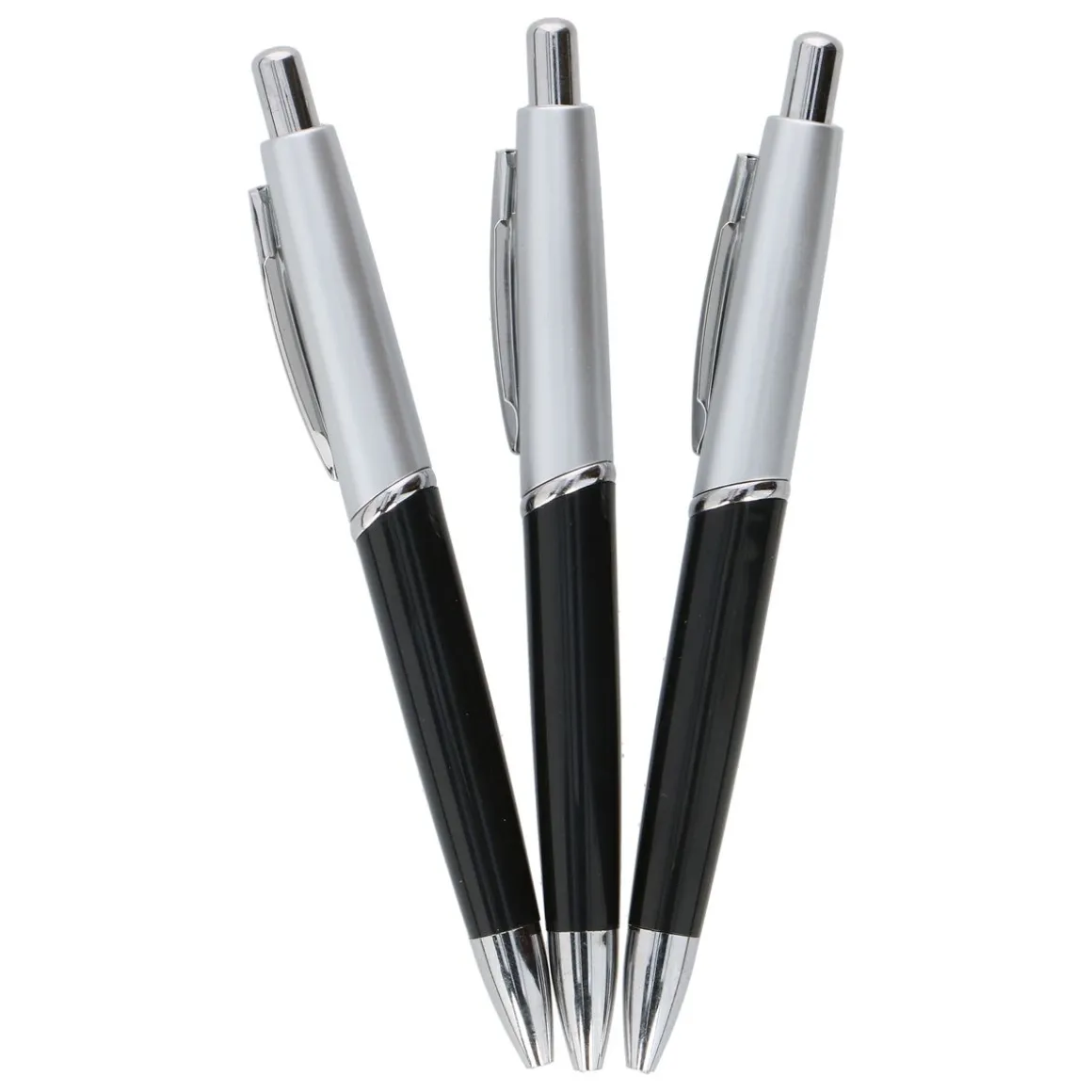 Kugelschreiber 1 mm 3er Set silber/schwarz