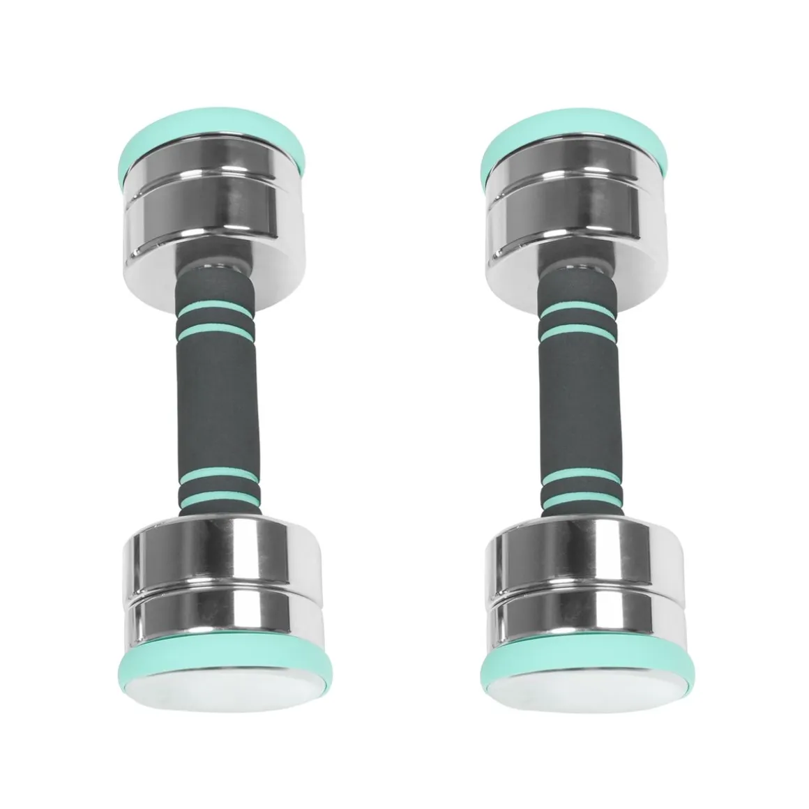 Kurzhantel verstellbar 2 x 2.5 - 5 kg silber/türkis