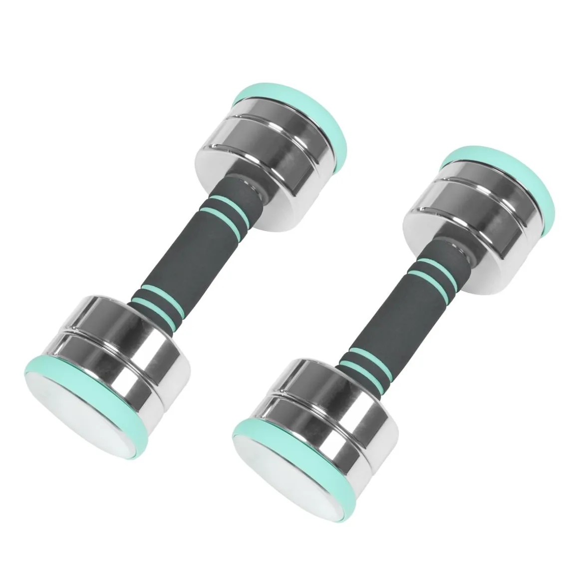 Kurzhantel verstellbar 2 x 2.5 - 5 kg silber/türkis