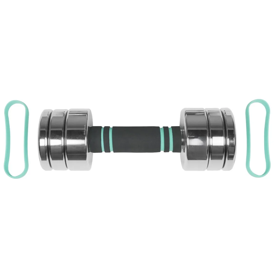 Kurzhantel verstellbar 2 x 2.5 - 5 kg silber/türkis