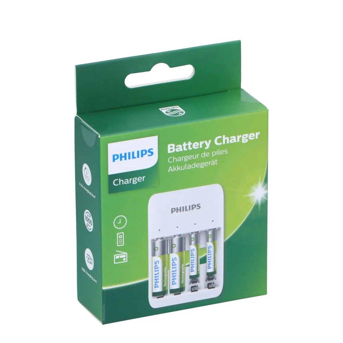 Ladegerät PHILIPS für AA / AAA Batterien inkl. 4 Batterien