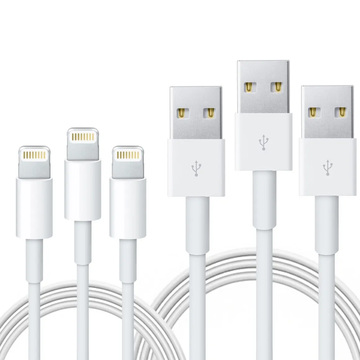 Ladekabel für iPhone 2 m weiss 3er Set