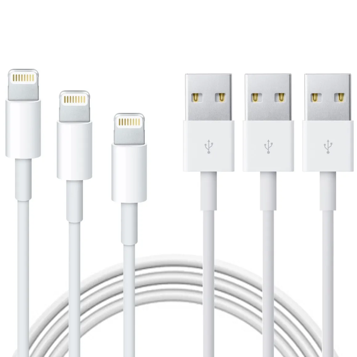 Ladekabel für iPhone 3 m weiss 3er Set