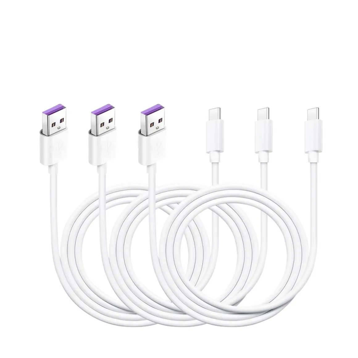 Ladekabel für Smartphones USB Typ C 2 m weiss 3er Set