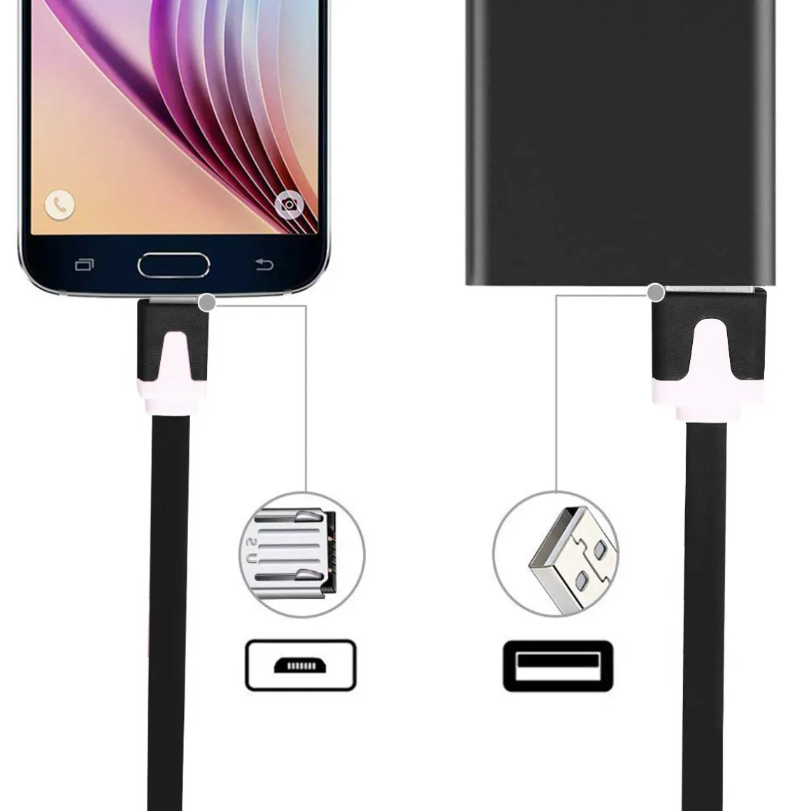 Ladekabel Micro USB schwarz 2 m