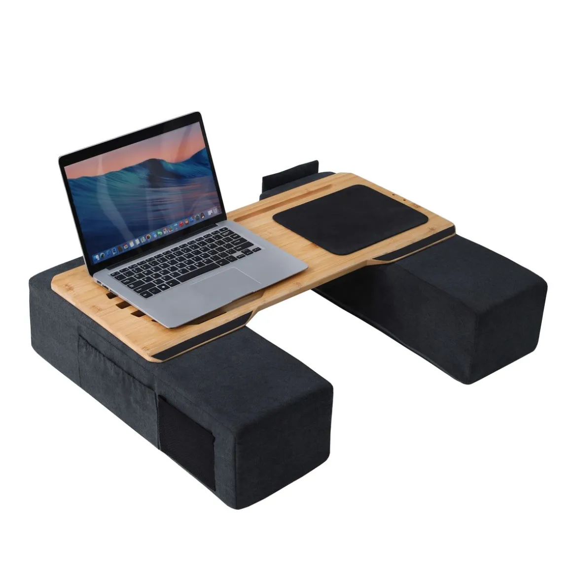 Laptoptisch Bambus mit Kissen natur/anthrazit