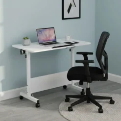 Laptoptisch DEREK klappbar auf Rollen 80 x 40 x 65 - 88 cm weiss