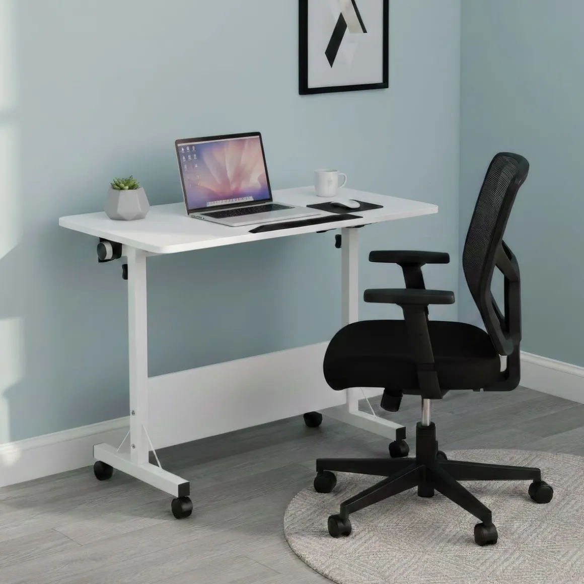 Laptoptisch DEREK klappbar auf Rollen 80 x 40 x 65 - 88 cm weiss