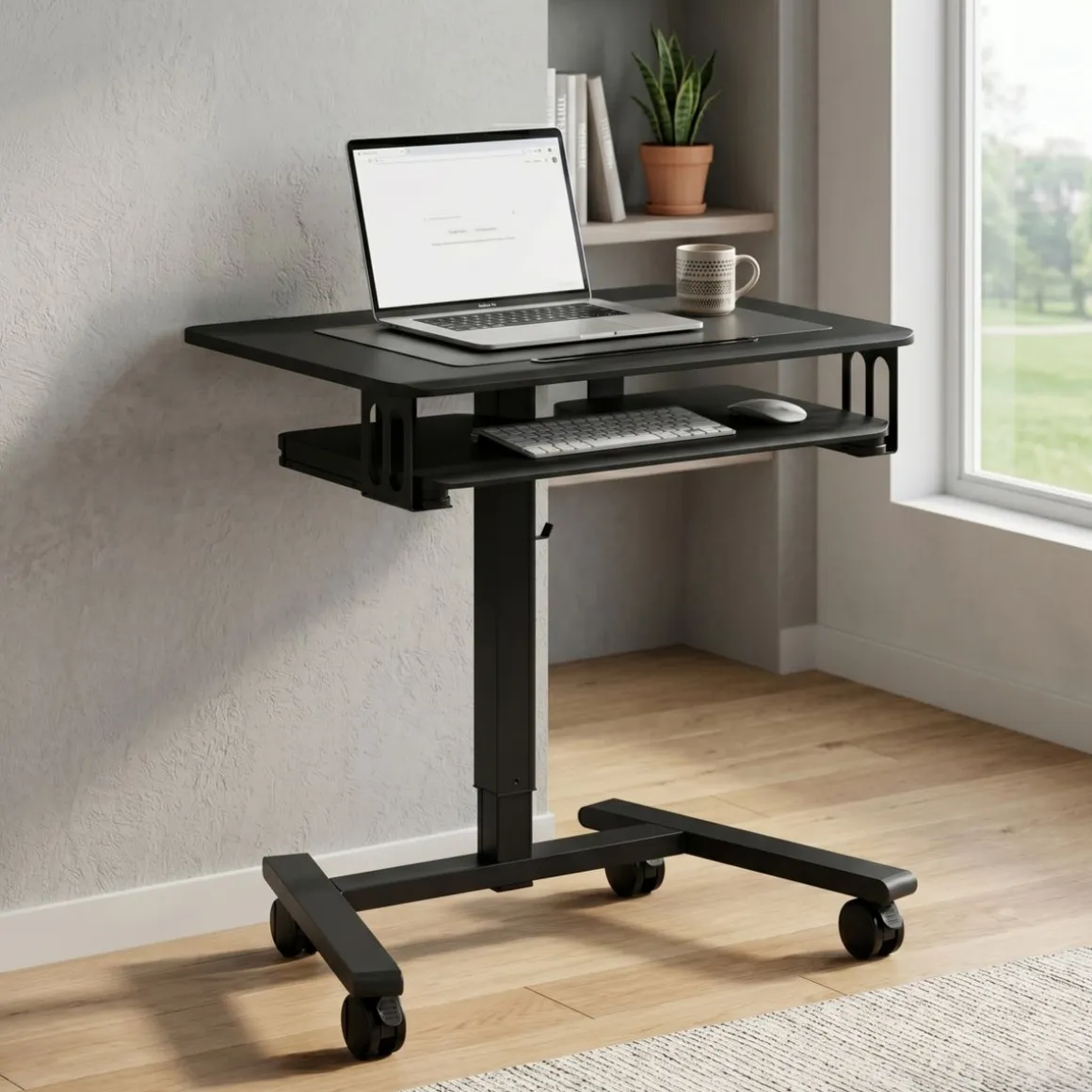 Laptoptisch FABER höhenverstellbar auf Rollen 65 x 45 x 72-112 cm schwarz