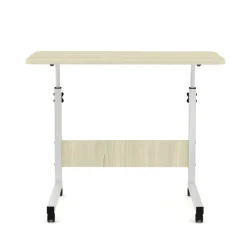 Laptoptisch LALE auf Rollen 80 x 40 x 60 - 90 cm hellbraun/weiss