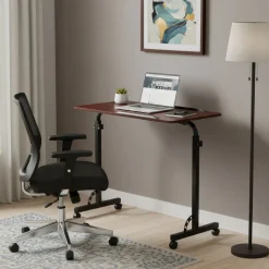 Laptoptisch MENTIS auf Rollen 80 x 50 x 75 - 110 cm braun/schwarz