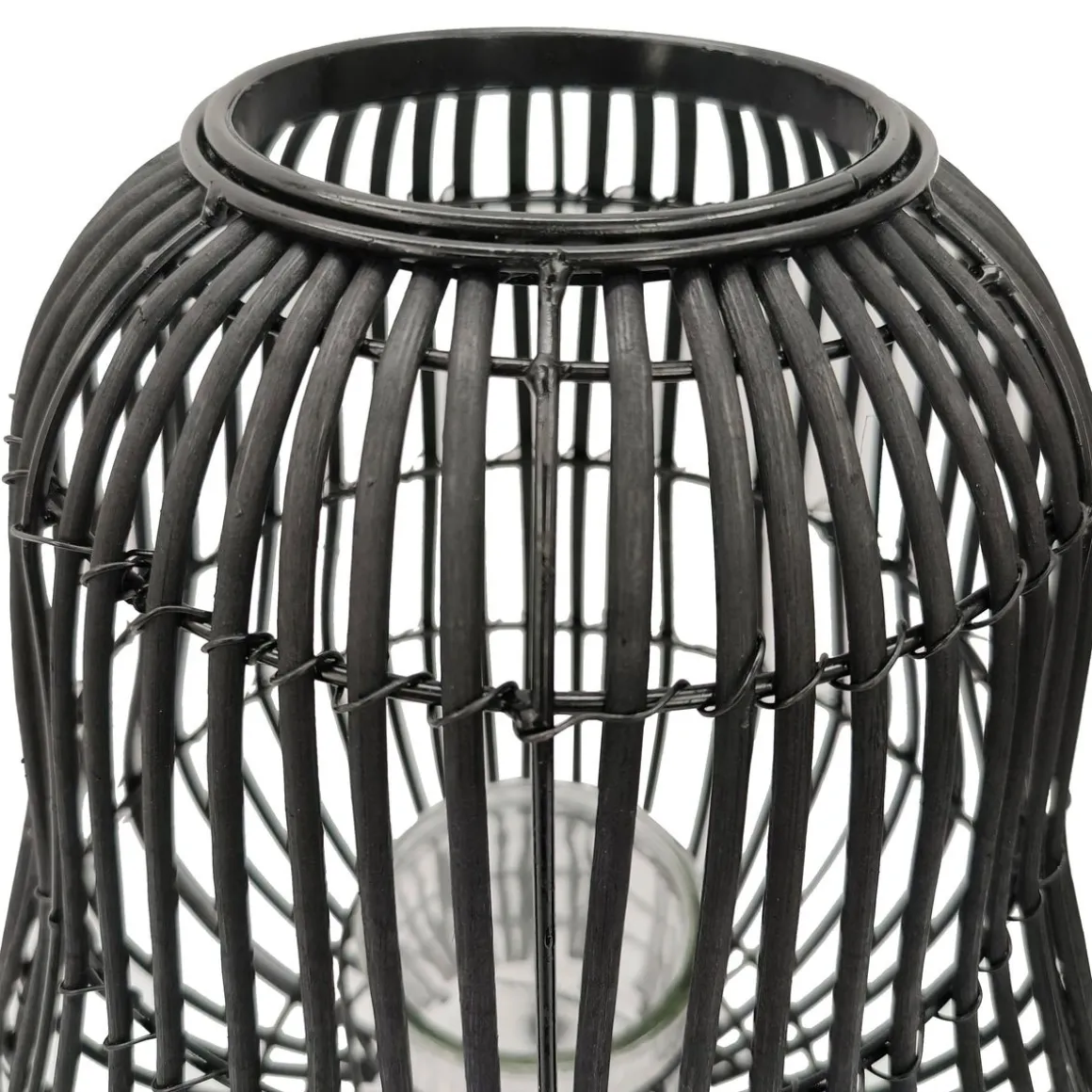 Laterne Bambus 31 x 44 cm schwarz